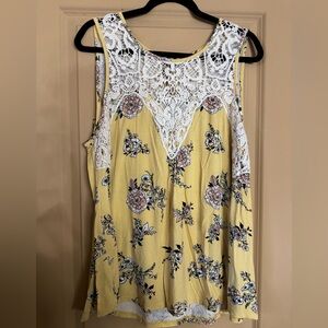 Maurice’s Yellow Floral & Crochet tank